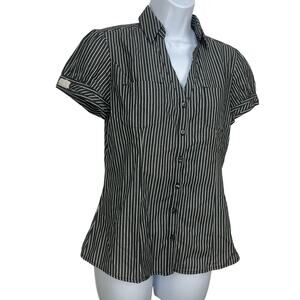 Express Button Down Collared Shirt Top Women's XS Stripe 100% Cotton